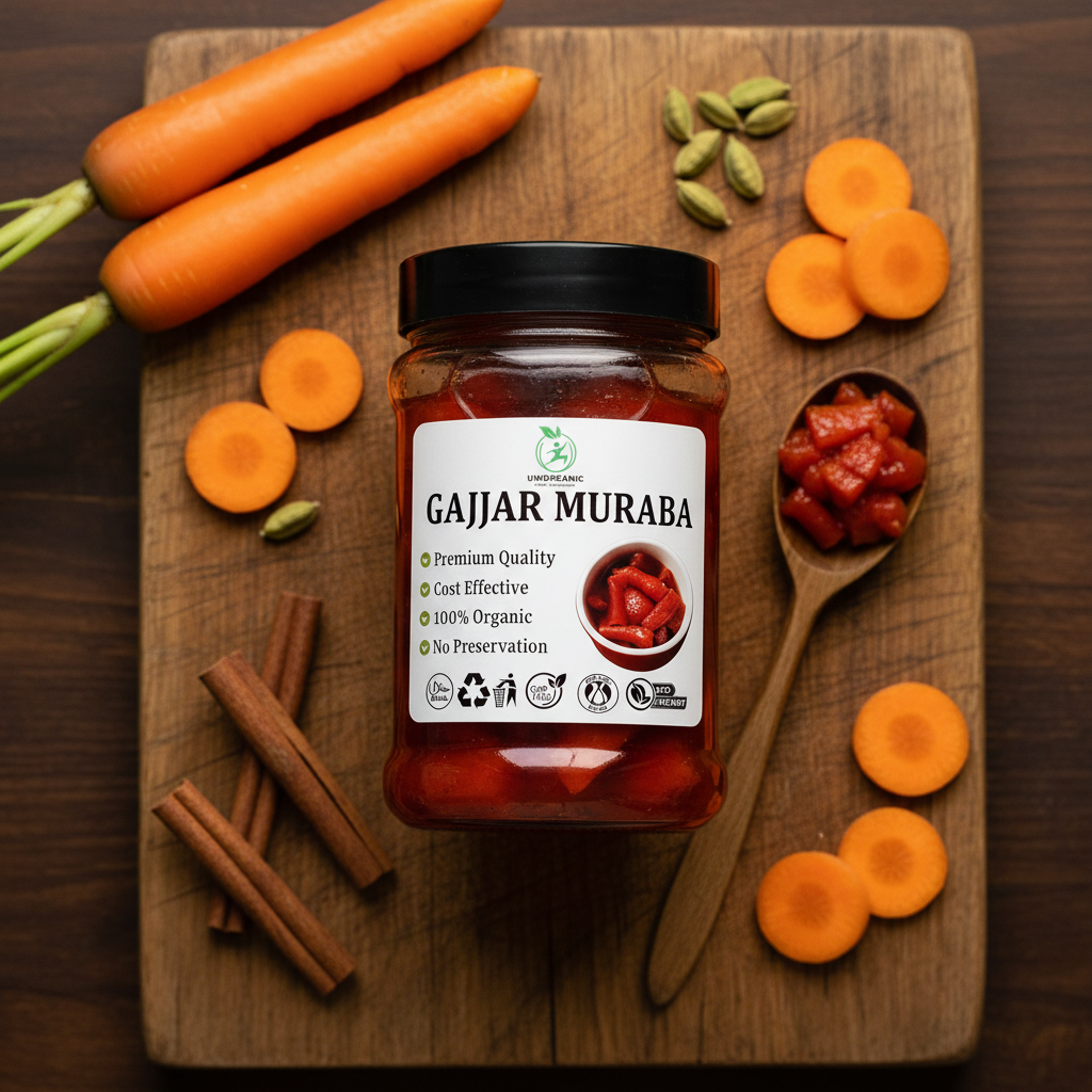 Rustic flat lay with fresh carrots and spices
