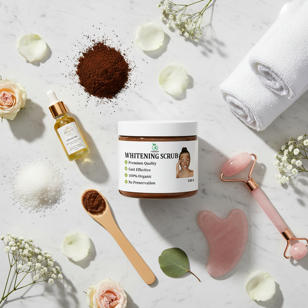 Spa-inspired flat lay with natural ingredients