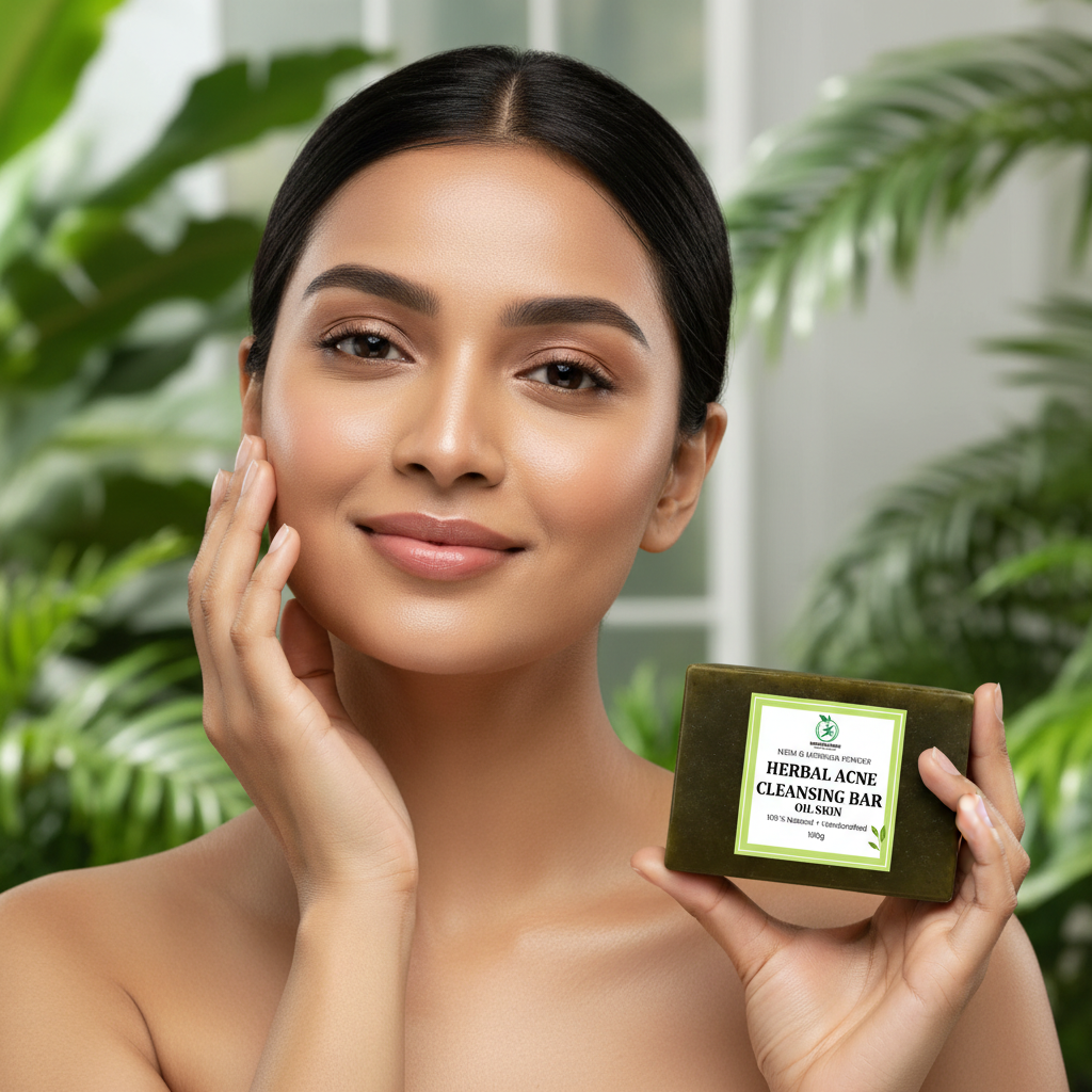 Woman showing clear skin results