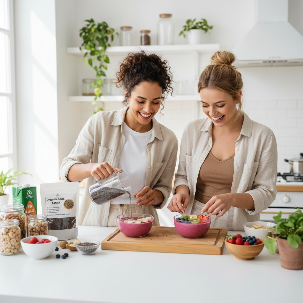 Women Making Healthy Breakfast Together